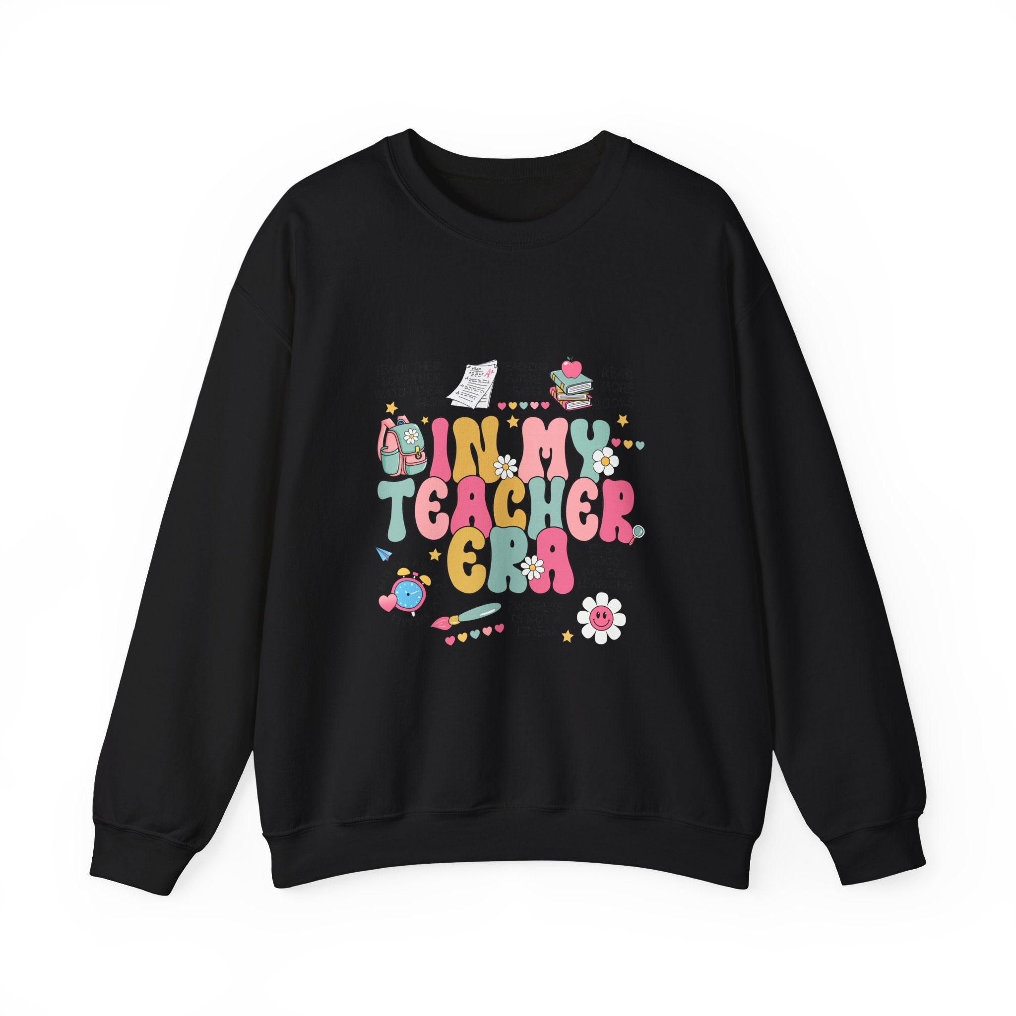 Teacher Crewneck Sweatshirt – "In My Teacher Era" Cute Retro Floral Design