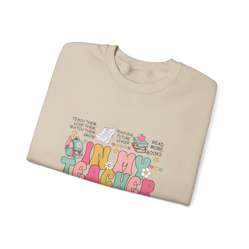 Teacher Crewneck Sweatshirt – "In My Teacher Era" Cute Retro Floral Design
