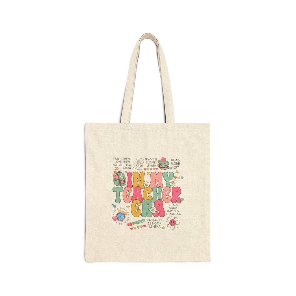 Teacher Crew Cotton Tote Bag — "In My Teacher Crew" Cute Back-to-School Gift