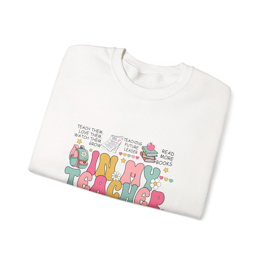 Teacher Crewneck Sweatshirt – "In My Teacher Era" Cute Retro Floral Design