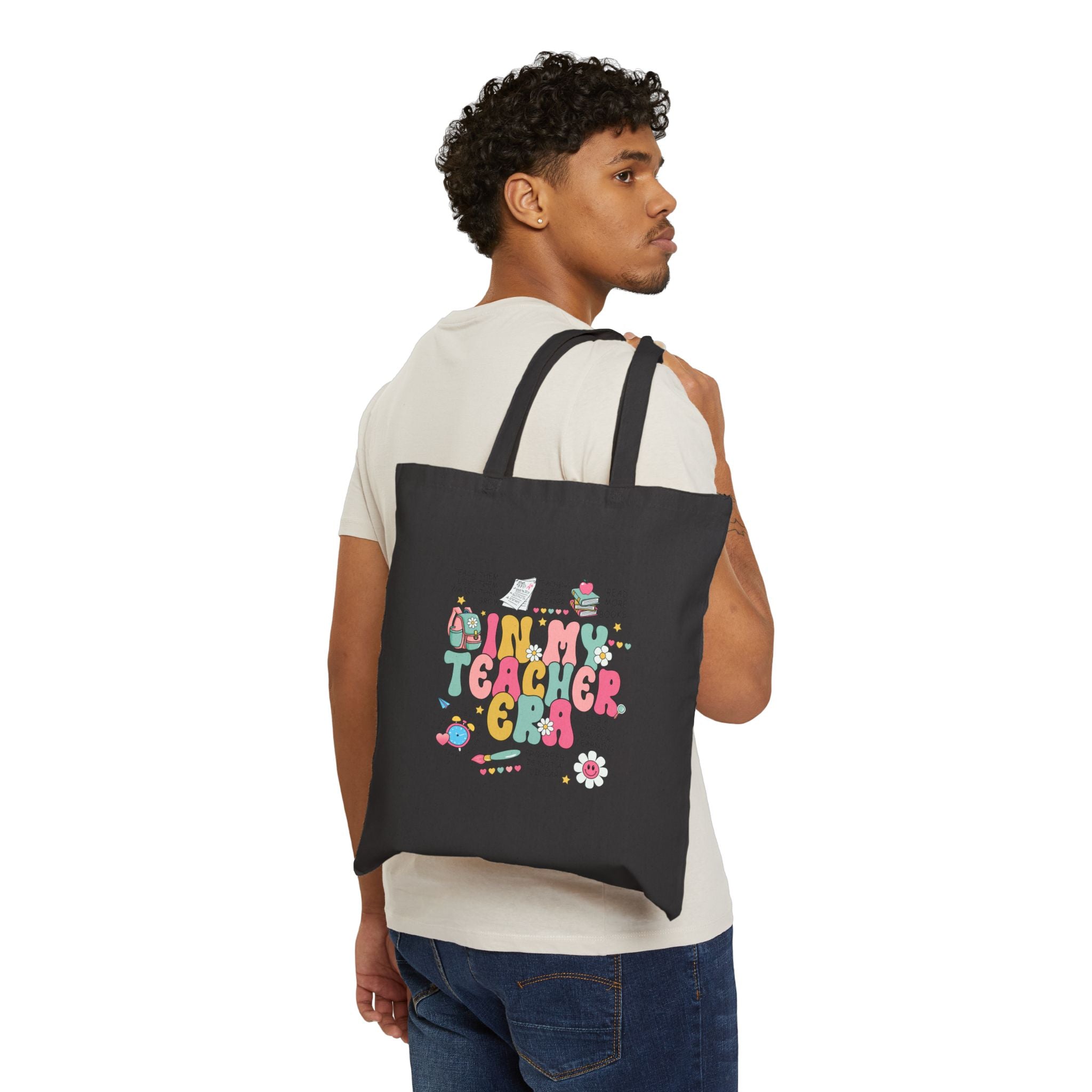 Teacher Crew Cotton Tote Bag — "In My Teacher Crew" Cute Back-to-School Gift