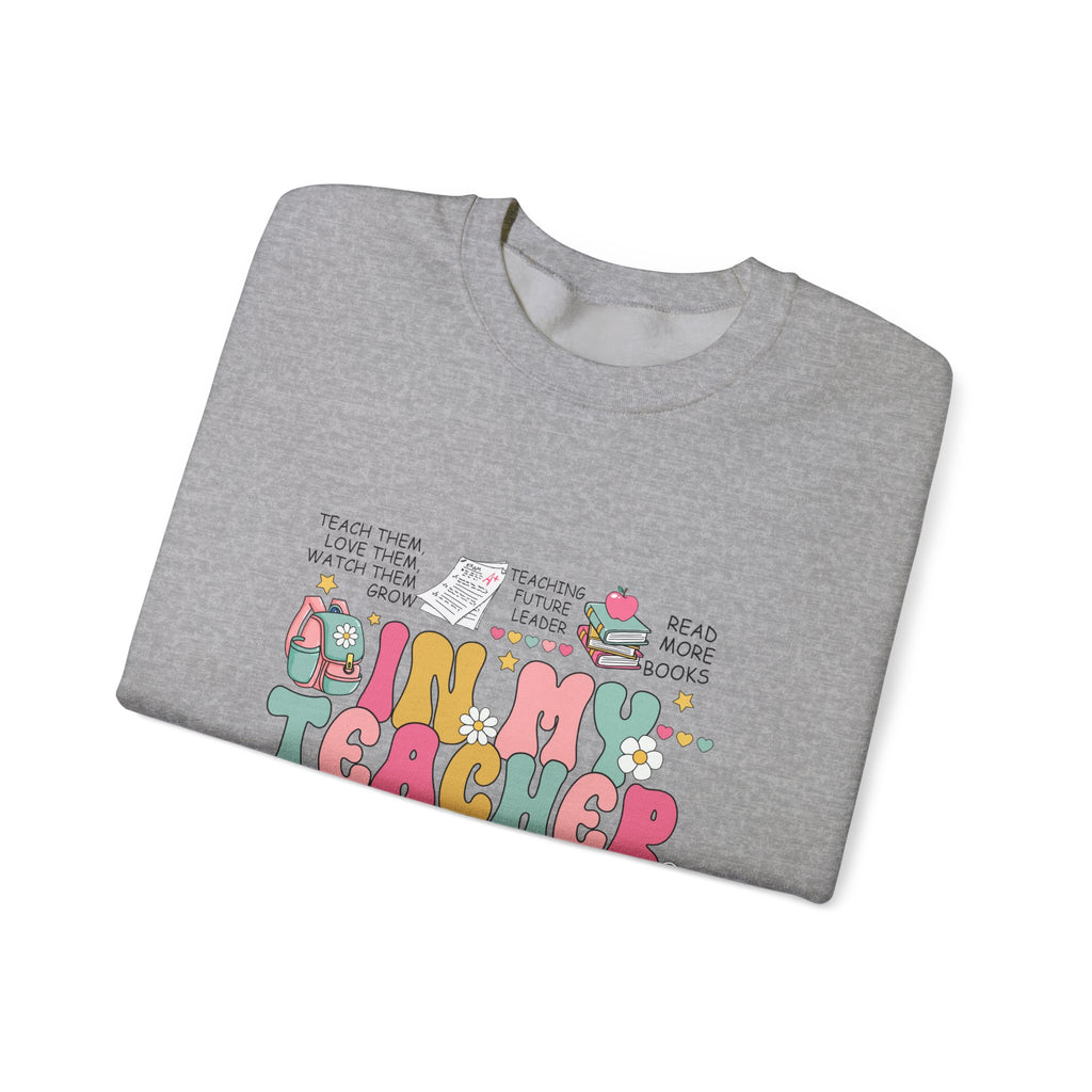 Teacher Crewneck Sweatshirt – "In My Teacher Era" Cute Retro Floral Design